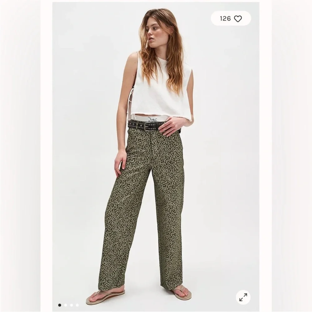 FP Movement by Free People Green Patterned Wide Leg Pants 100% cotton - Picture 6 of 16